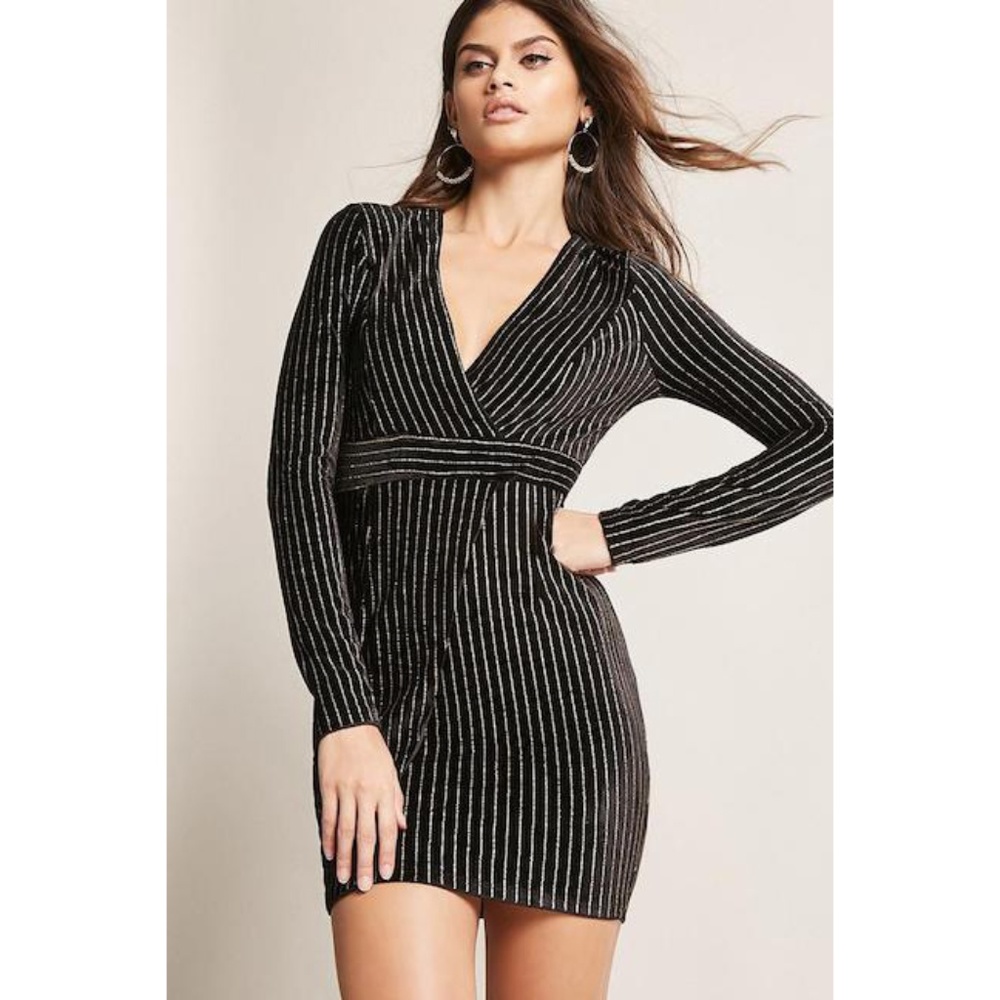 Forever 21 Metallic Stripe Velvet Dress